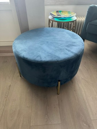 Velur puff blå