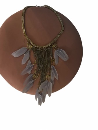 Fjær smykke blågrå